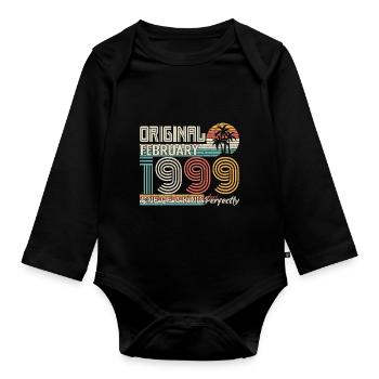 Février 1999 anniversaire Février 1999 cadeau - Body Bébé bio manches longues - noir - Devant