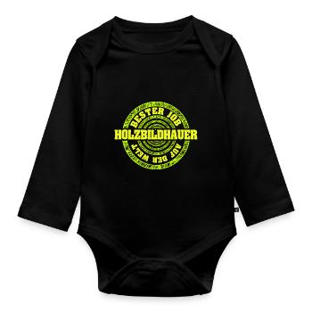 Gift for wood sculptor - Organic Longsleeve Baby Bodysuit - black - Front