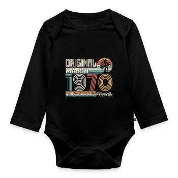 Mars 1970 anniversaire Mars 1970 cadeau - Body Bébé bio manches longues - noir - Devant