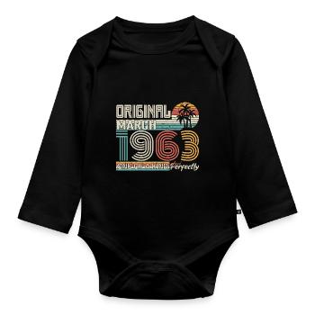 März 1963 Geburtstag März 1963 Geschenk - Baby Bio-Langarm-Body - Schwarz - Vorne