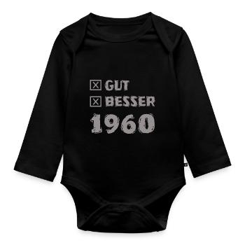 1960 - Organic Longsleeve Baby Bodysuit - black - Front