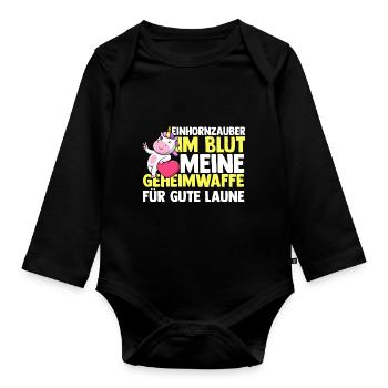 Licorne - Body Bébé bio manches longues - noir - Devant