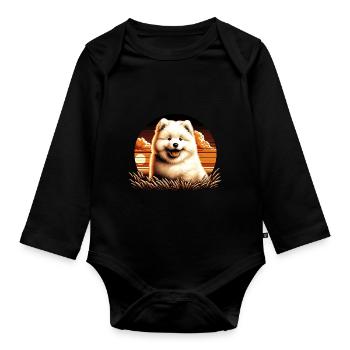 Samoyed Dog Gifts Cute Samoyed Dog Graphic - Organic Longsleeve Baby Bodysuit - black - Front