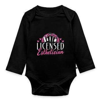 Beautician Licensed Esthetician - Baby Bio-Langarm-Body - Schwarz - Vorne