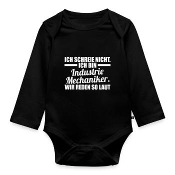 Industriemechaniker Beruf Schlosser Geschenk - Baby Bio-Langarm-Body - Schwarz - Vorne