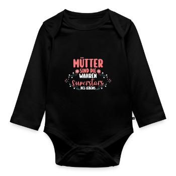 Mom Mother's Day Mom - Organic Longsleeve Baby Bodysuit - black - Front