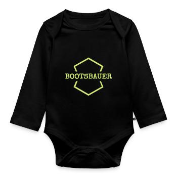 Gift for boat builder - Organic Longsleeve Baby Bodysuit - black - Front