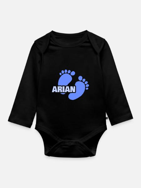 Geburt Arian - Baby Bio-Langarm-Body - Schwarz
