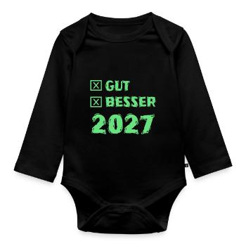 2027 - Organic Longsleeve Baby Bodysuit - black - Front
