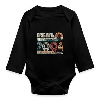 Juillet 2004 anniversaire Juillet 2004 cadeau - Body Bébé bio manches longues - noir - Devant