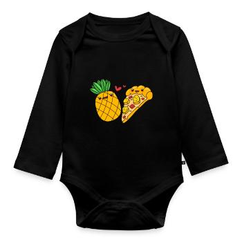 Pizza Hawaï Pizza Ananas - Body Bébé bio manches longues - noir - Devant