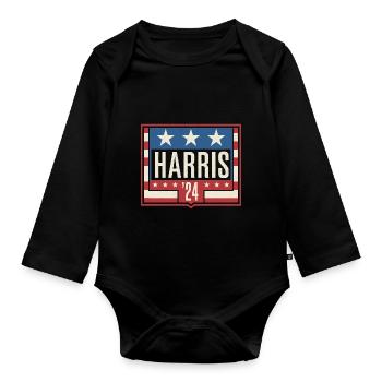 Harris 2024 Vintage Election Patriotic Campaign - Organic Longsleeve Baby Bodysuit - black - Front