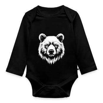 Ours Grizzli Ours brun - Body Bébé bio manches longues - noir - Devant