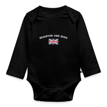 Brighton And Hove UK British Flag British - Organic Longsleeve Baby Bodysuit - black - Front