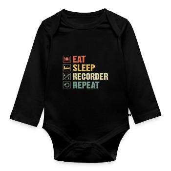 Eat Sleep Recorder Instrument de répétition Musicien - Body Bébé bio manches longues - noir - Devant