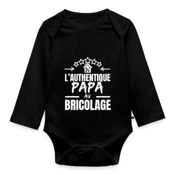 DER AUTHENTISCHE HANDWERKER-VATER - Baby Bio-Langarm-Body - Schwarz - Vorne