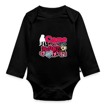 Love Cane Corso Pawprints On Your Heart - Organic Longsleeve Baby Bodysuit - black - Front