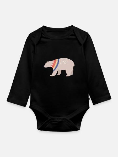 Weihnachten Eisbär - Baby Bio-Langarm-Body - Schwarz