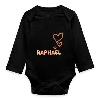 Geschenk für Raphael - Baby Bio-Langarm-Body - Schwarz - Vorne