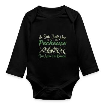 Pêcheuse aventurier passionnée de Randonnée cadeau - Body Bébé bio manches longues - noir - Devant
