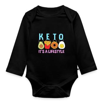 Keto Diät - Baby Bio-Langarm-Body - Schwarz - Vorne