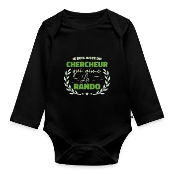 Fier d’être Chercheur et Passionné de la Randonnée - Body Bébé bio manches longues - noir - Devant