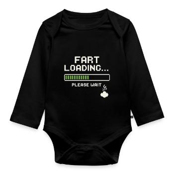 Fart Loading Bitte warten - Baby Bio-Langarm-Body - Schwarz - Vorne