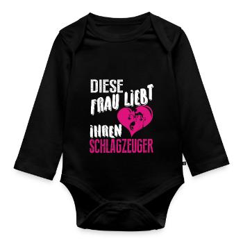 Diese Frau liebt ihren Schlagzeuger - Baby Bio-Langarm-Body - Schwarz - Vorne