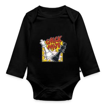 CHECKMATE (chessmatt) - Organic Longsleeve Baby Bodysuit - black - Front