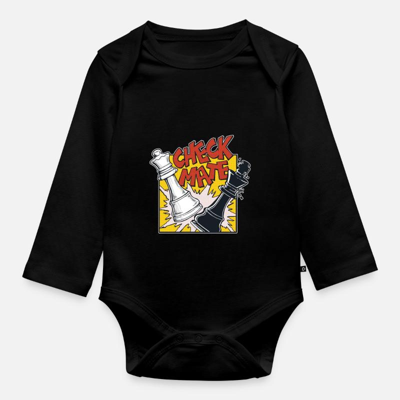 CHECKMATE (chessmatt) - Organic Longsleeve Baby Bodysuit - black