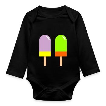 eis eiscreme restaurant ice cream sundae134 - Baby Bio-Langarm-Body - Schwarz - Vorne