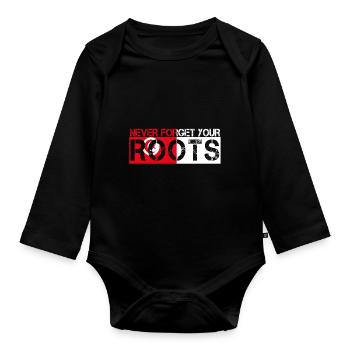 never forget your roots love Tunesien - Baby Bio-Langarm-Body - Schwarz - Vorne