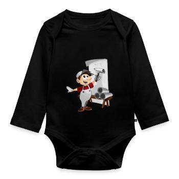 wallpaper painter paperhanger decorator upholsterer - Organic Longsleeve Baby Bodysuit - black - Front