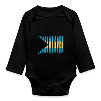 Roots home love proud Bahamas png - Organic Longsleeve Baby Bodysuit - black - Front