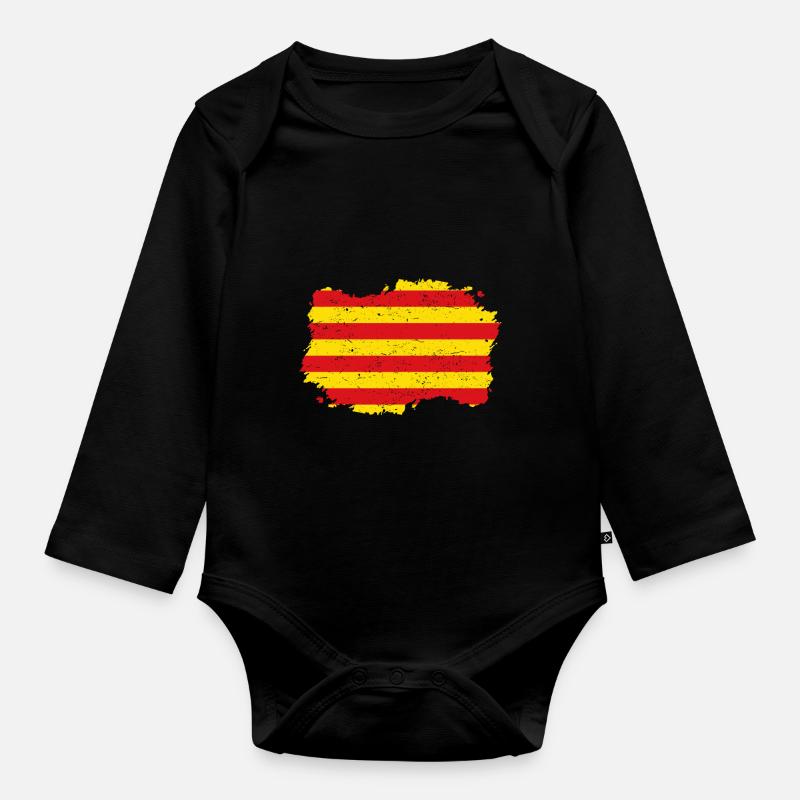 Roots pays drapeau Estelada katalani - Body Bébé bio manches longues - noir