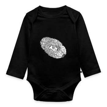 fingerprint dna dna gift horn French horn - Organic Longsleeve Baby Bodysuit - black - Front