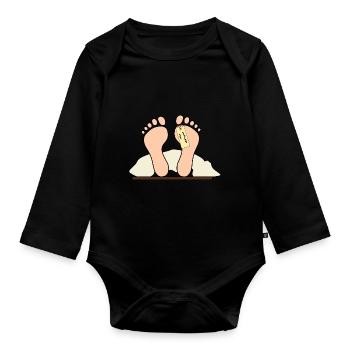 Füsse Füße Etikett Decke - Baby Bio-Langarm-Body - Schwarz - Vorne