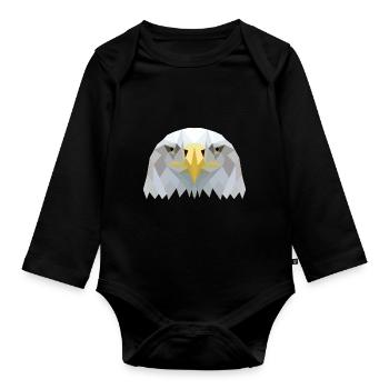 eagle head - Organic Longsleeve Baby Bodysuit - black - Front