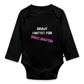 Braut | Brautjungfern | Junggesellenabschied - Baby Bio-Langarm-Body - Schwarz - Vorne