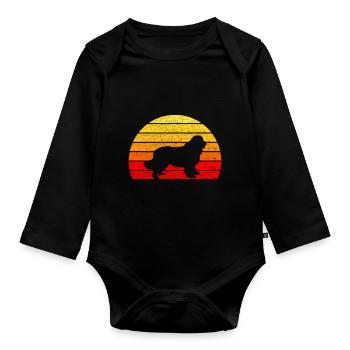 T-shirt Chien Terre-Neuve - Retro Sunrise - Body Bébé bio manches longues - noir - Devant