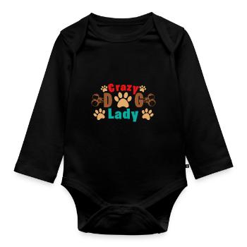 Crazy Dog Lady - Organic Longsleeve Baby Bodysuit - black - Front