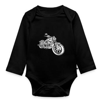 Motorbike heartbeat - Organic Longsleeve Baby Bodysuit - black - Front