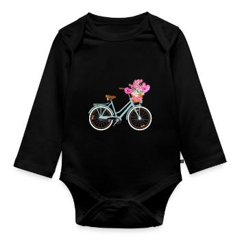 Floral Fleurs Dames Vélo Vélo Femmes - Body Bébé bio manches longues - noir - Devant