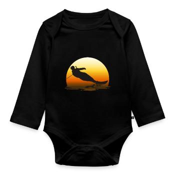 water ski - Organic Longsleeve Baby Bodysuit - black - Front