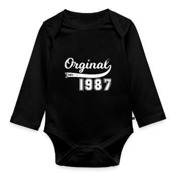 Vintage Original since 1987 Anniversaire Retro - Body Bébé bio manches longues - noir - Devant