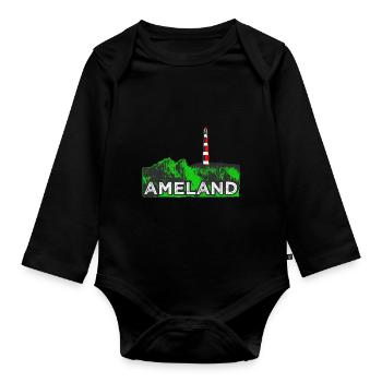 Ameland Phare - Body Bébé bio manches longues - noir - Devant
