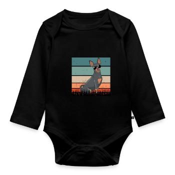 Emblématique Rehpinscher Vintage Motif Pinscher Gassi - Body Bébé bio manches longues - noir - Devant