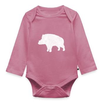 Wild boar - Organic Longsleeve Baby Bodysuit - mauve - Front