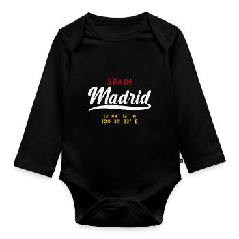 Capital De Espana Madrid Maincity Spain - Baby Bio-Langarm-Body - Schwarz - Vorne