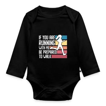 Langsam Laufen Joggen - Slow Runner - Baby Bio-Langarm-Body - Schwarz - Vorne